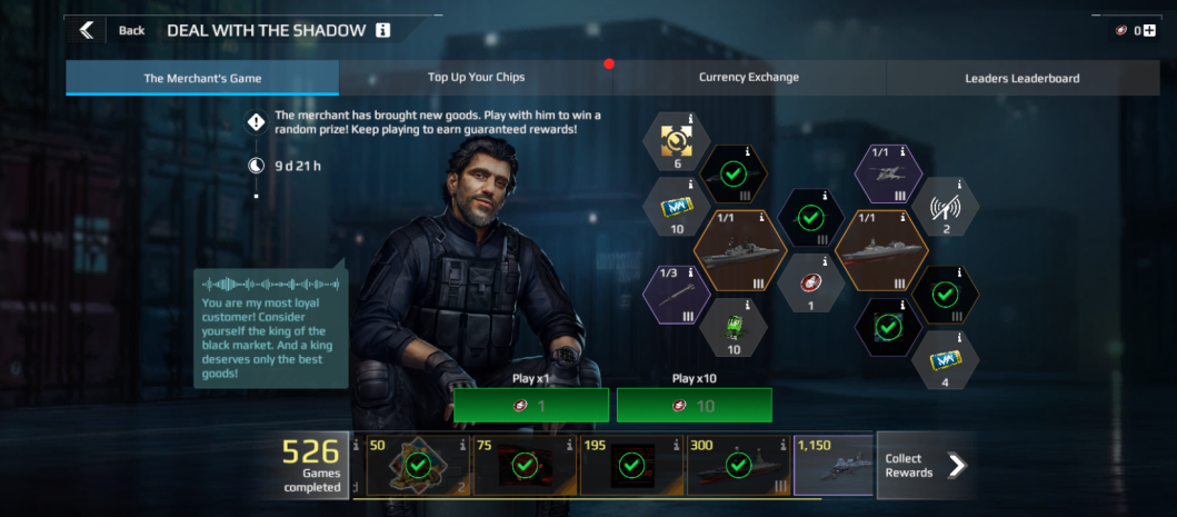 Deal with the Shadow results after 500 coins