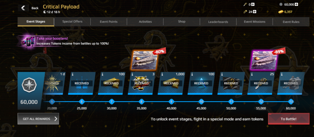 Critical Payload event rewards
